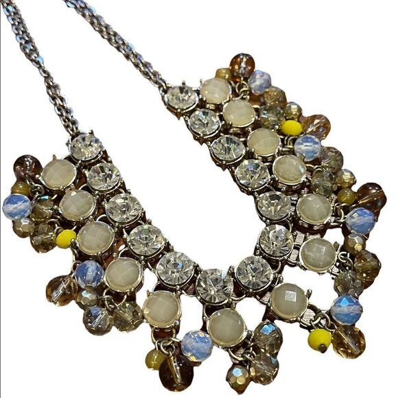 Loft silver tone rhinestone bib necklace - Picture 3 of 7